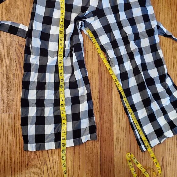 LOFT GINGHAM CHECK PLAID JUMPSUIT BLACK WHITE SIZE MEDIUM - Picture 11 of 12